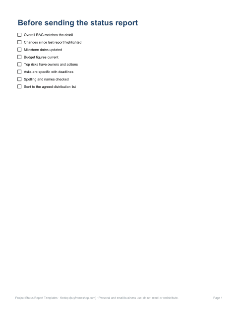 Preview of the first page of Report checklist